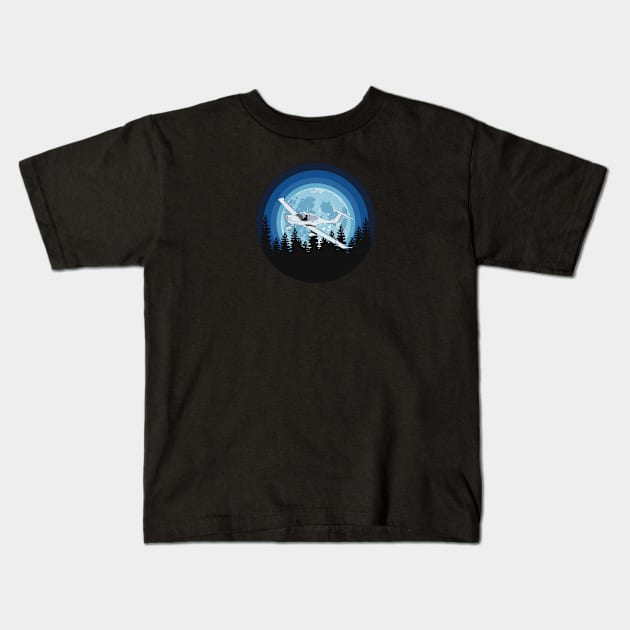 Diamond DA40 Night Flight Kids T-Shirt by Kassi Skye